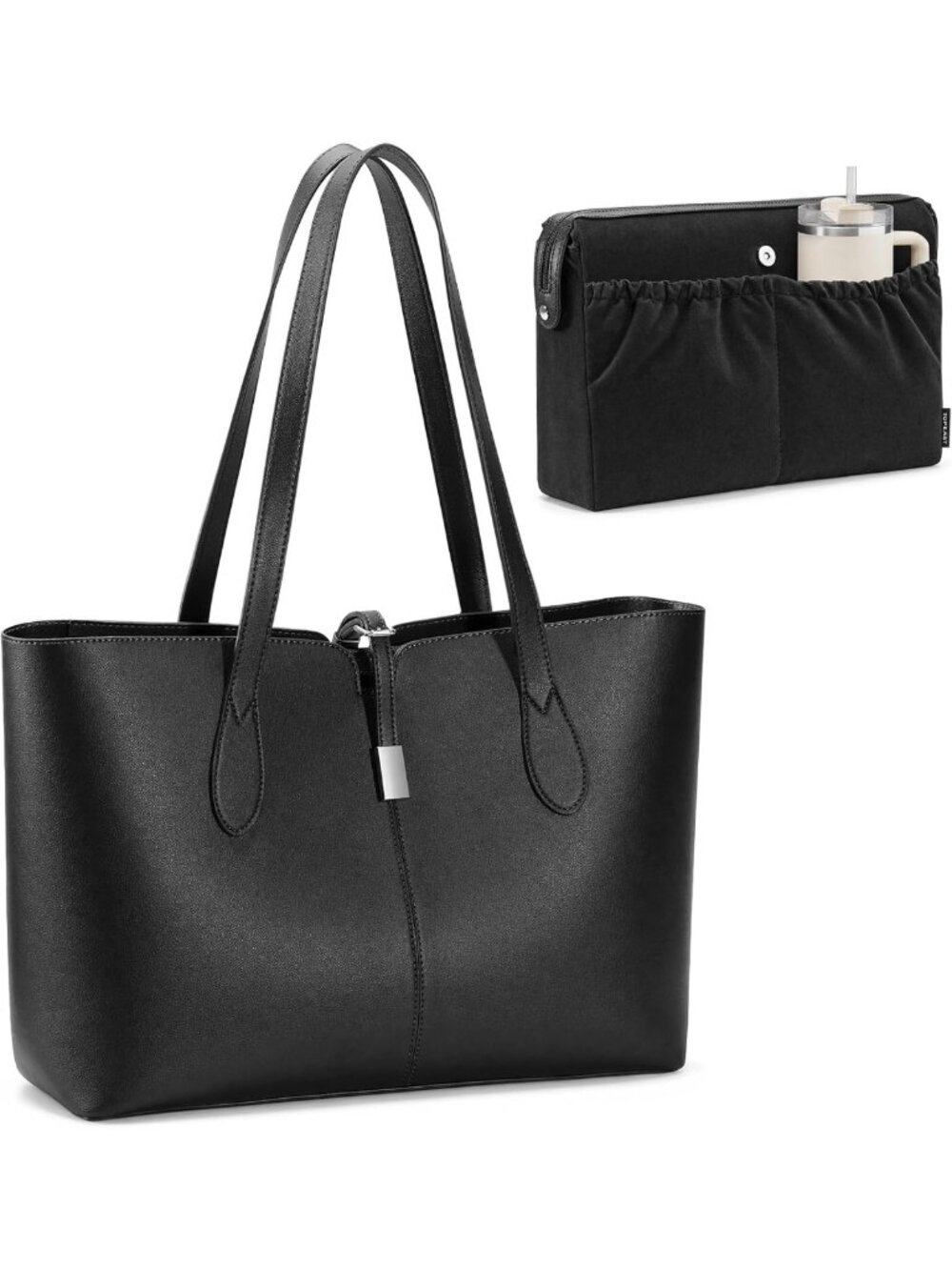 Stylish Tote Bag for Women - 15.6" Work Handbag with Removable Laptop Sleeve